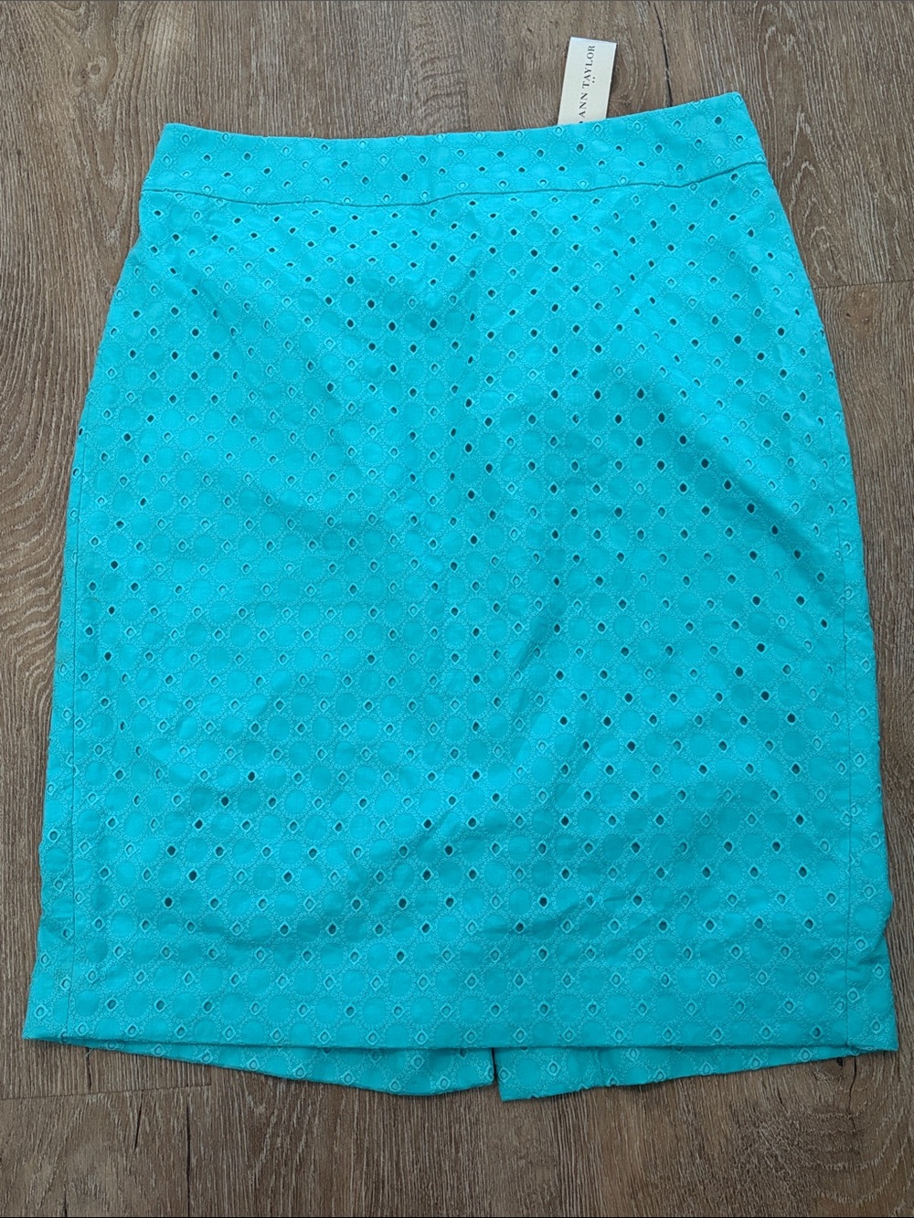 Ann Taylor Turquoise Eyelet Pencil Skirt